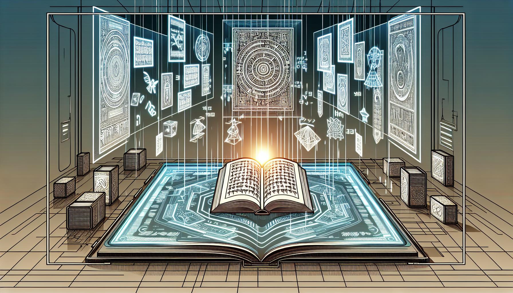 未来のデジタルアーカイブと古い書籍の画像