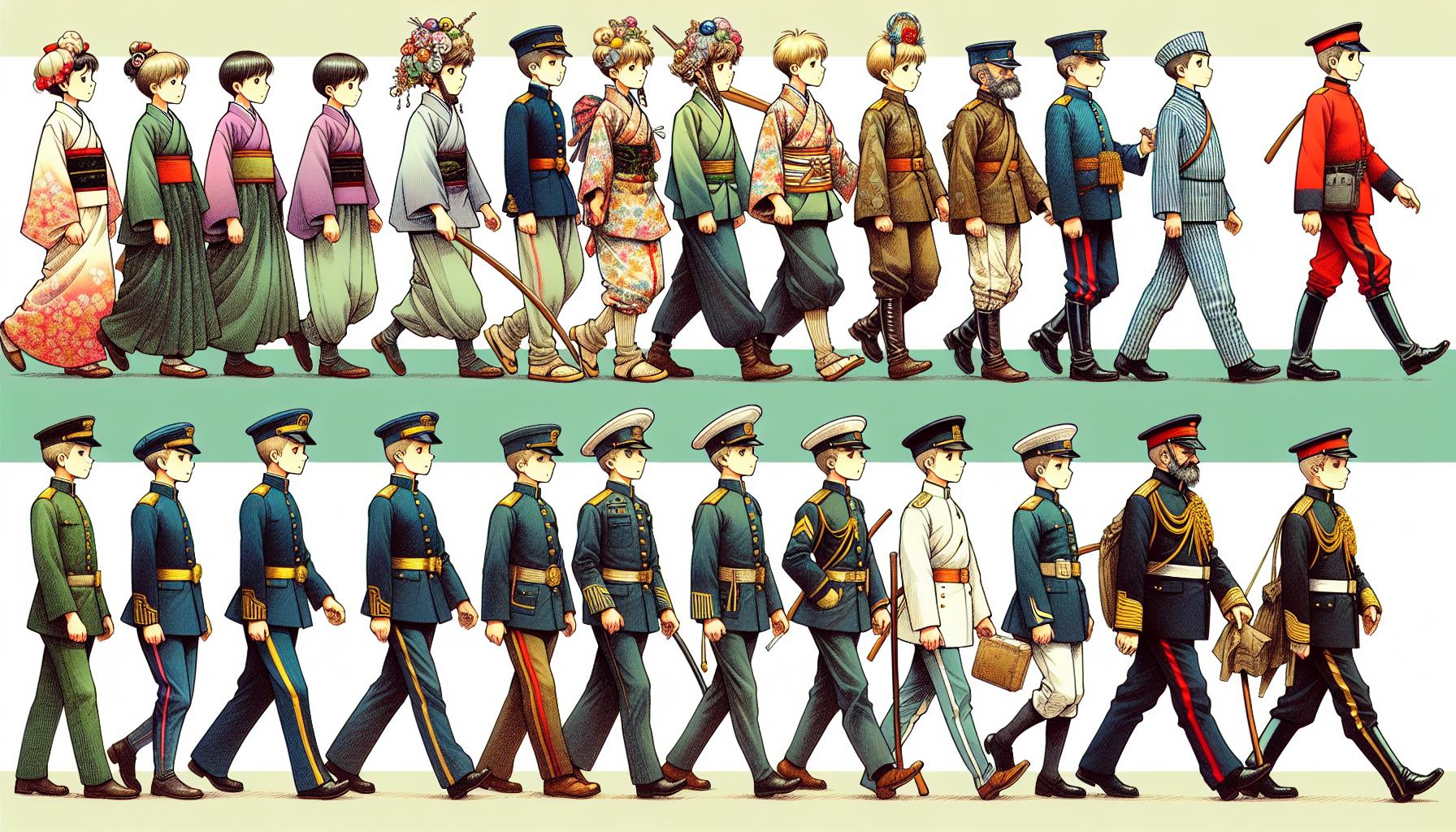 様々な時代の制服の変遷