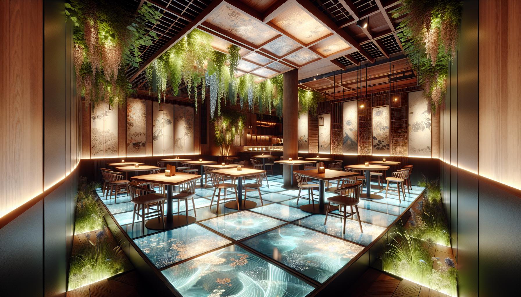 テック&ナチュラルカフェの内部風景