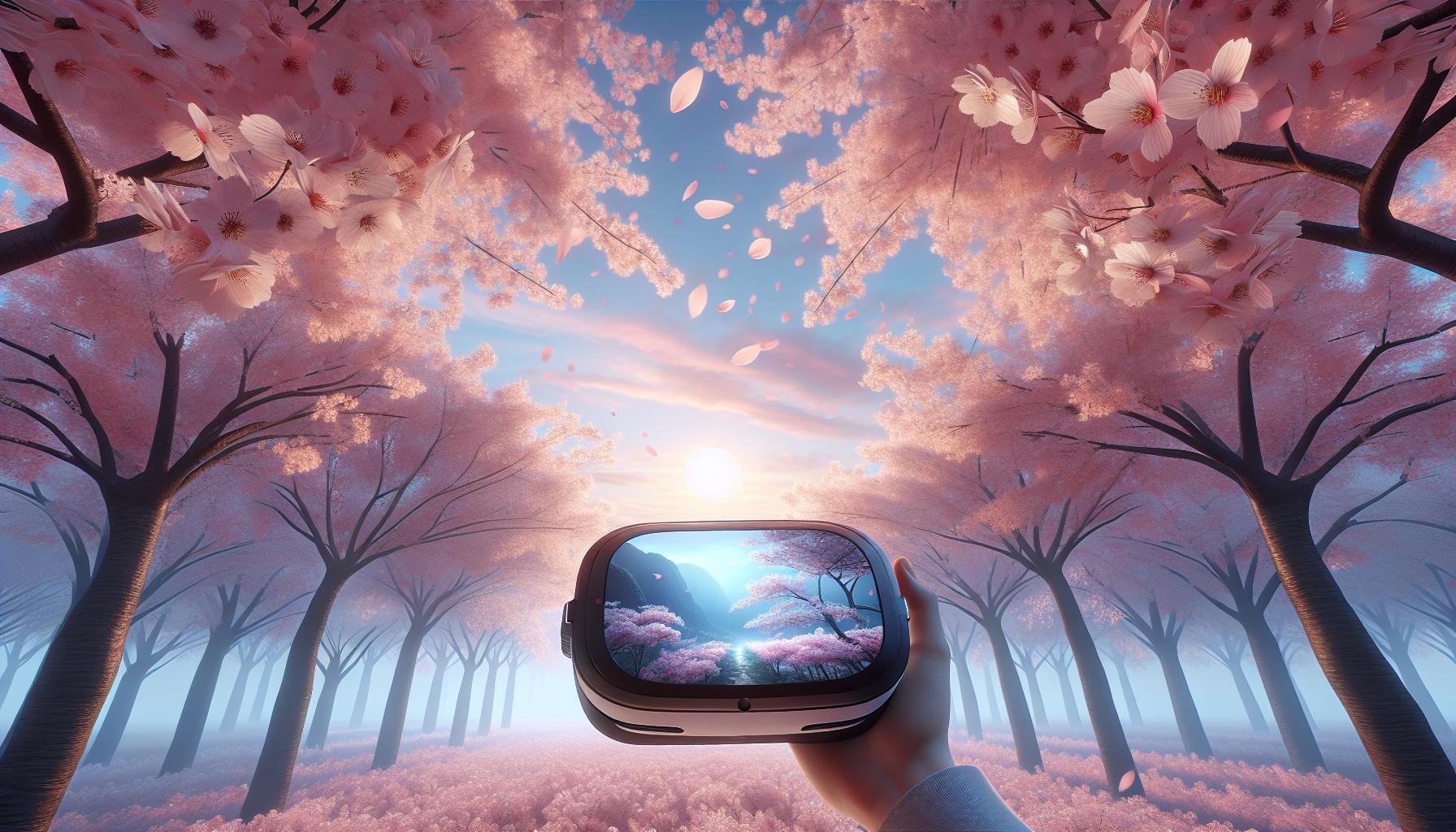 バーチャルリアリティで観賞する桜の風景