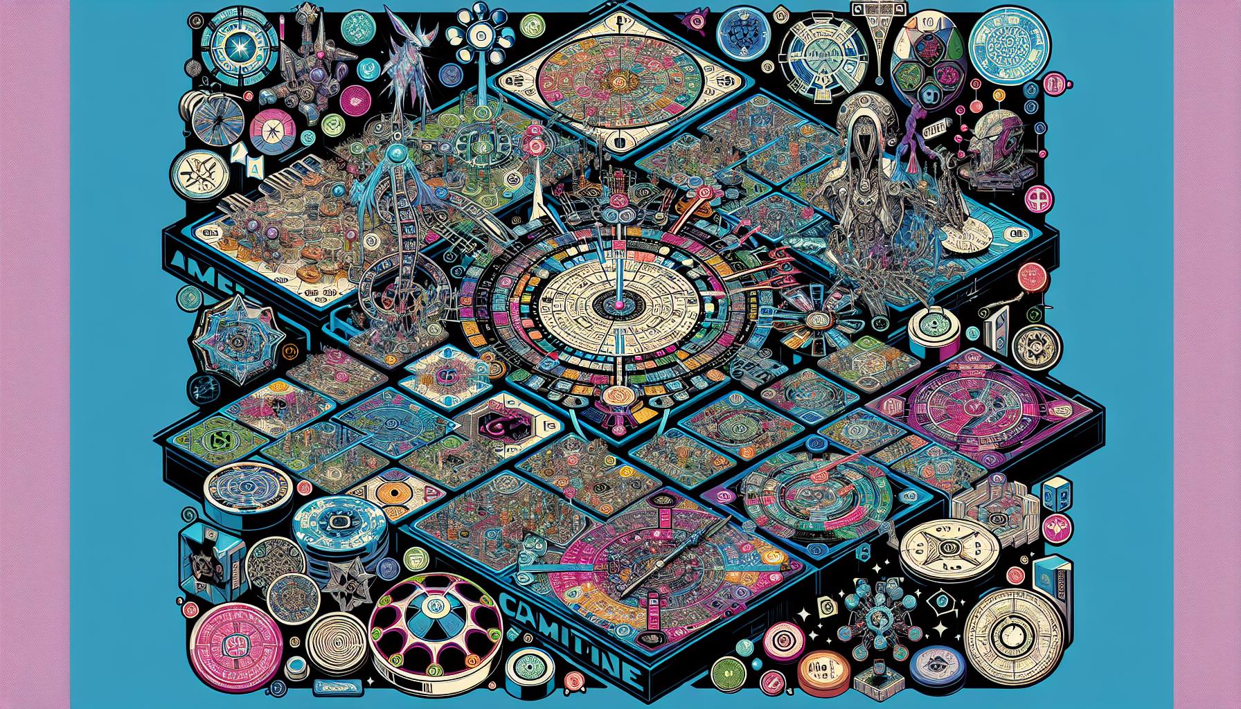 2124年の未来的で魔法的なボードゲームの一瞬