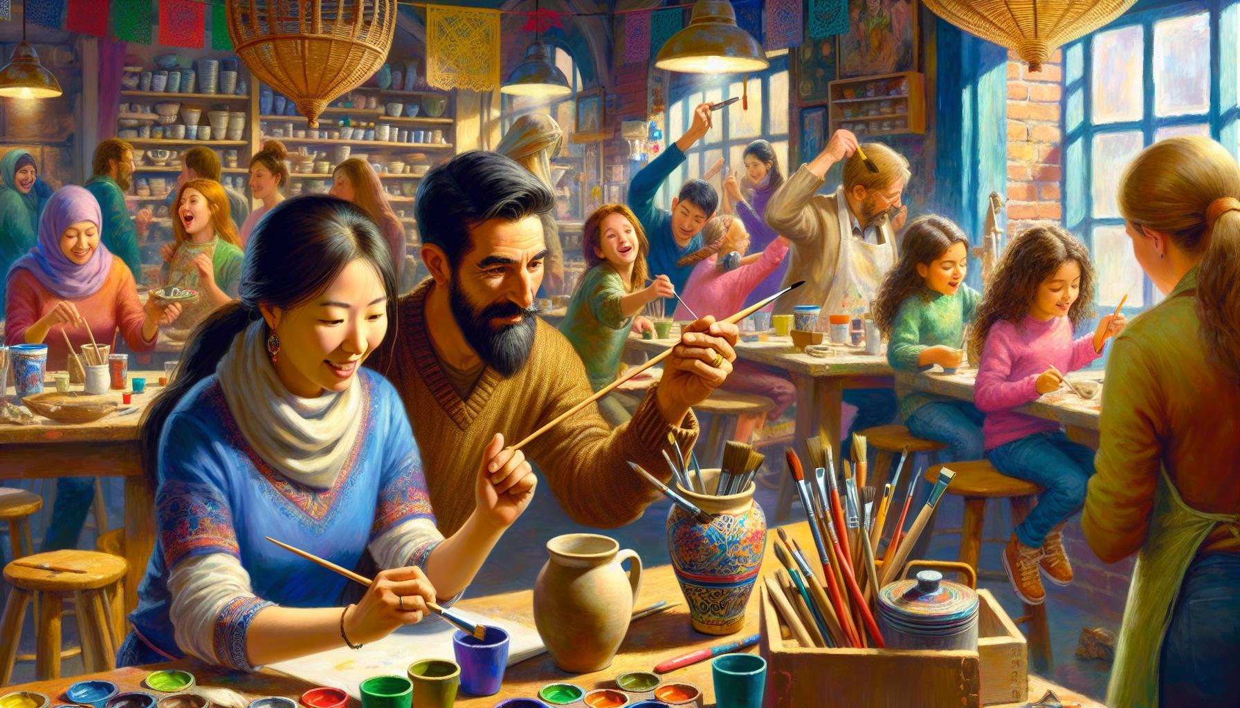クラフトカフェでの創作風景の画像