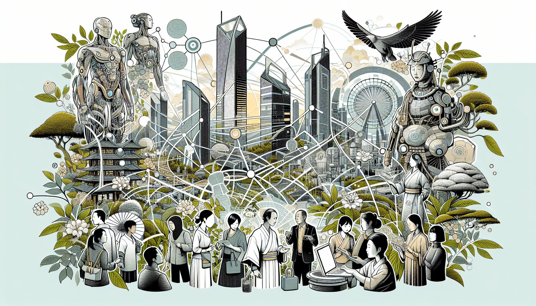 未来の友情とコミュニティを象徴する新しい形のイラスト